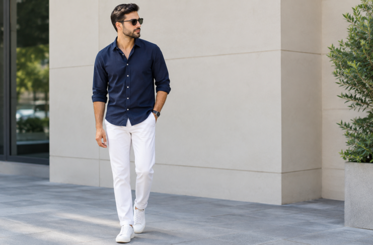 White Trousers Outfit Men Simple